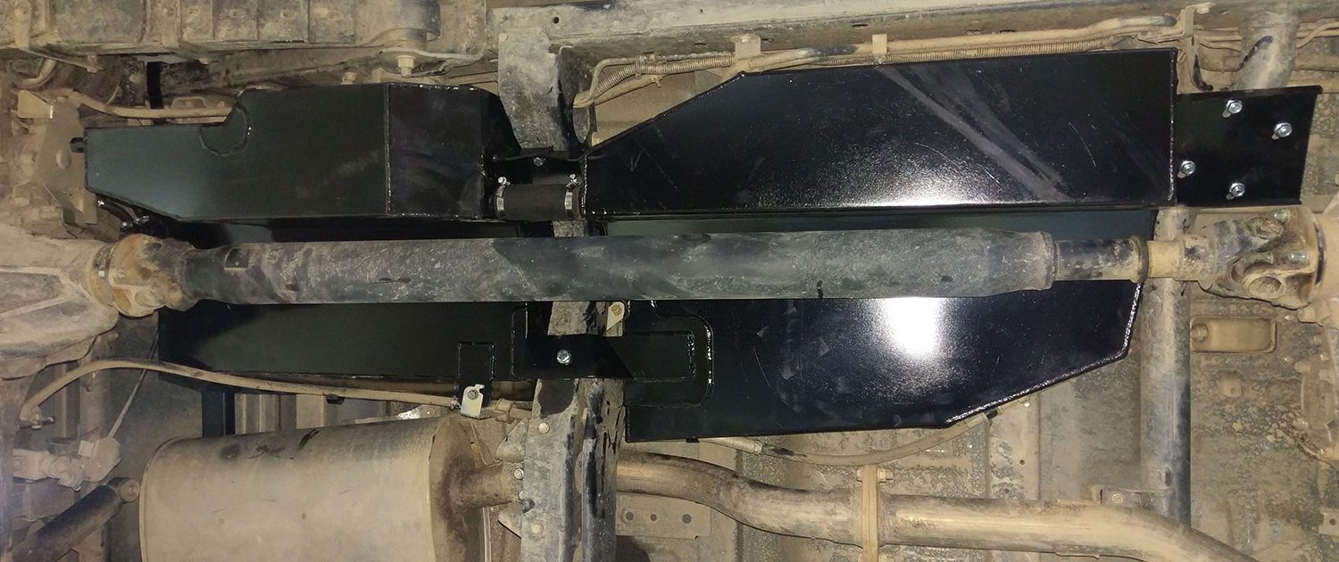 Toyota Landcruiser 79 Series Dual Can Transfer System Brown Davis Long Range Fuel Tanks