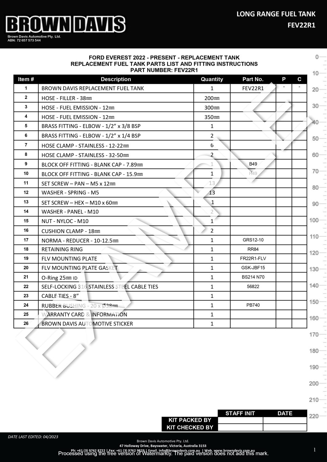 Brown Davis Volkswagen AllNew Amarok (2023present) Long Range Fuel Tank Brown Davis Long