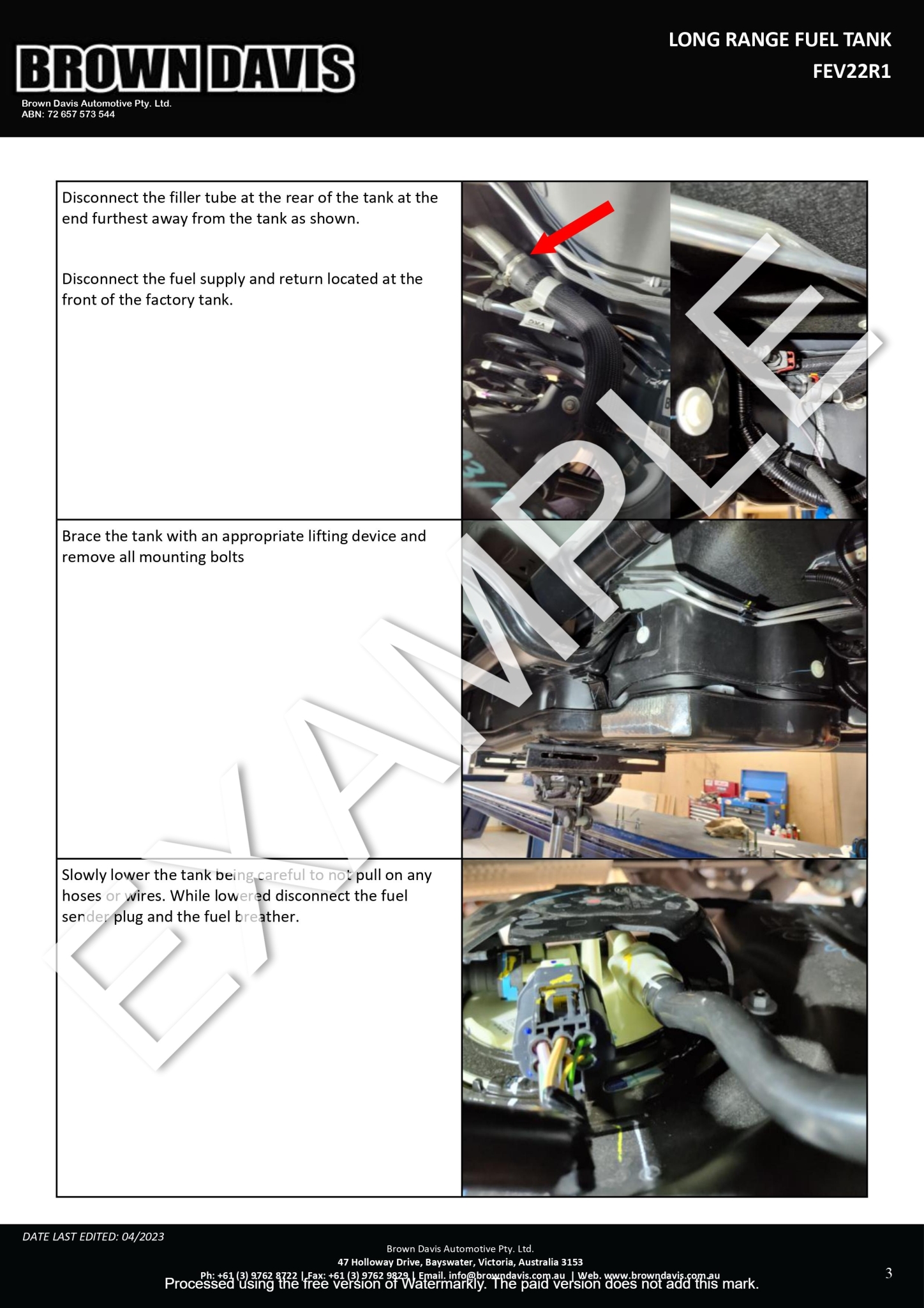 Toyota Hilux (2015 PRESENT) 150 Litre Replacement Long Range Fuel Tank Brown Davis Long
